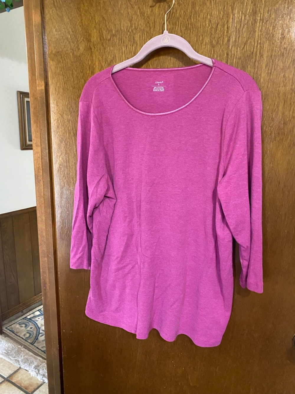 CJ Banks Magenta Scoop Neck 3/4 Sleeve Tee